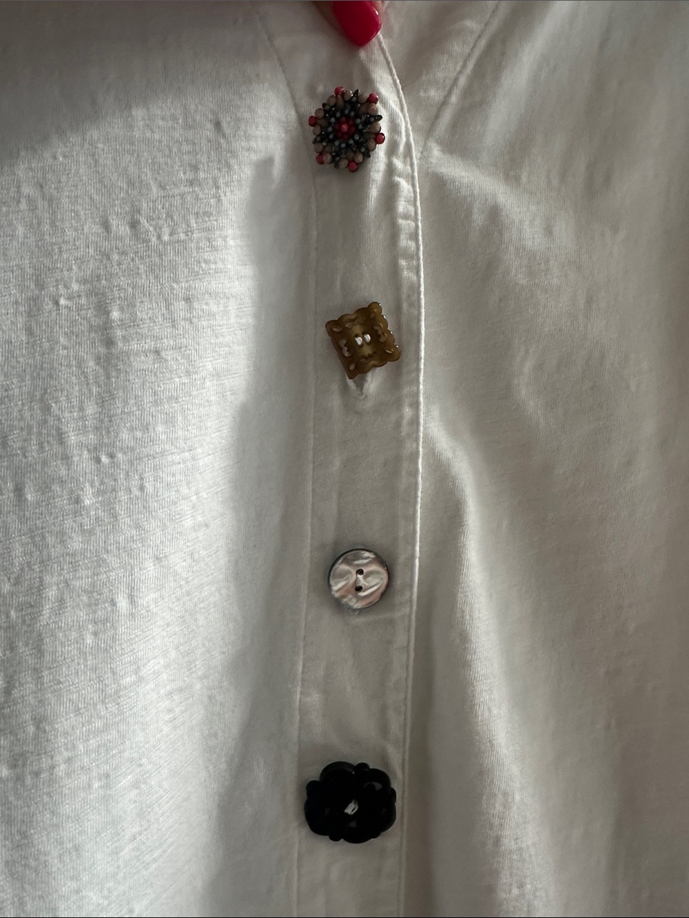 Soft Surroundings Danielle White Cotton Asymmetrical Tunic M Artsy Boho - Picture 2 of 8